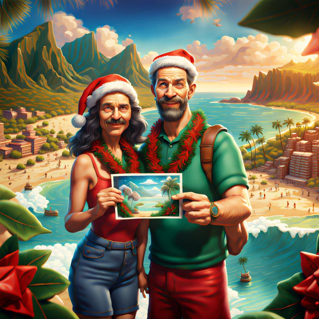 Christmas in Hawaii: Tacky Tourists in Detailed Matte Painti...