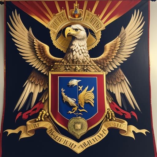 Eagle and Shield Coat of Arms in Oil Painting Style