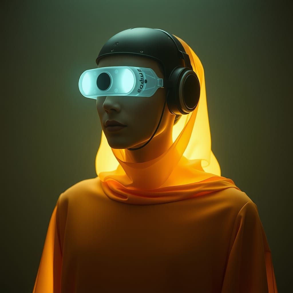Futuristic Figure with Thought Amplifier