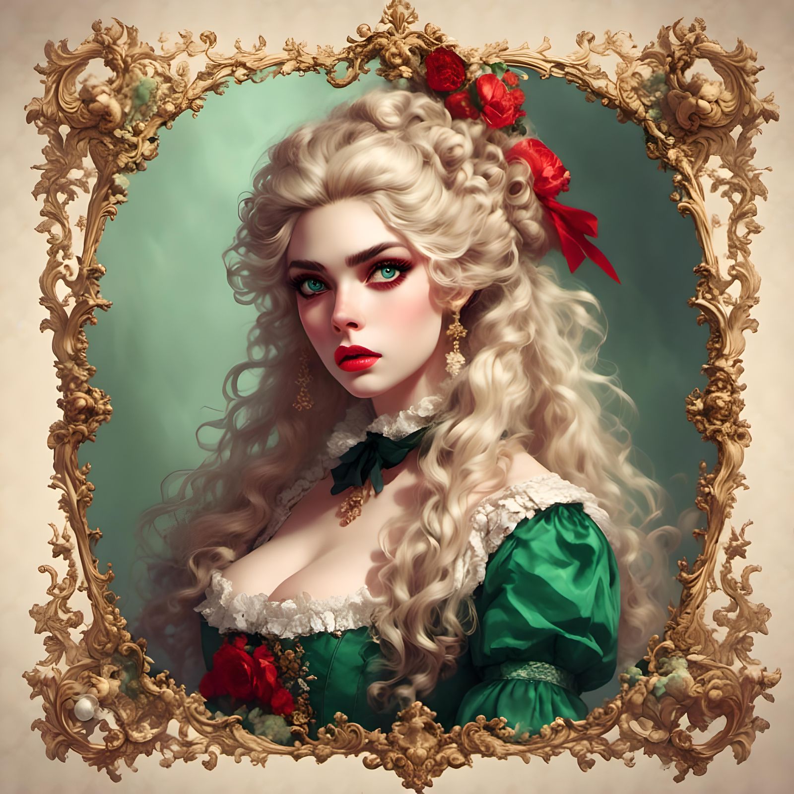 Blond Woman with Green Eyes in Animation Style