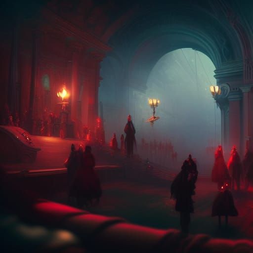 Night Circus Hostess in Dark Fantasy Concept Art