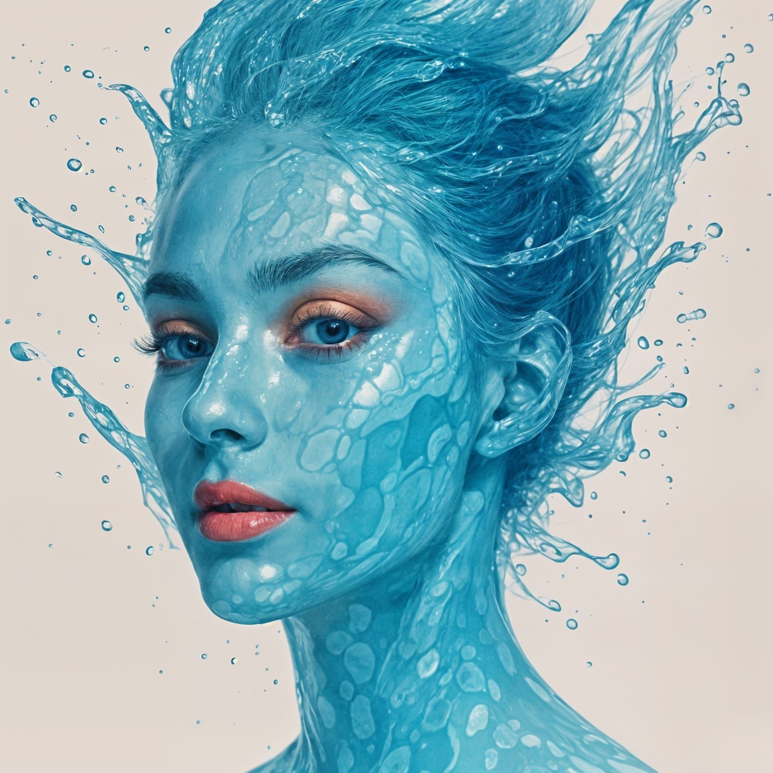 Translucent Water Woman in Double Exposure