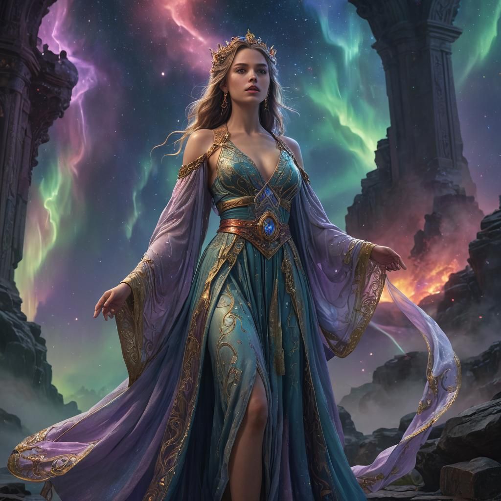 Hebe in Ornate Robes: Fantasy Art Nouveau