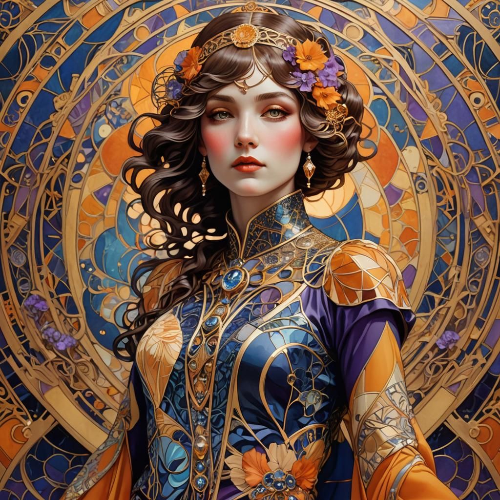 Art Deco Portrait in Art Nouveau Outfit