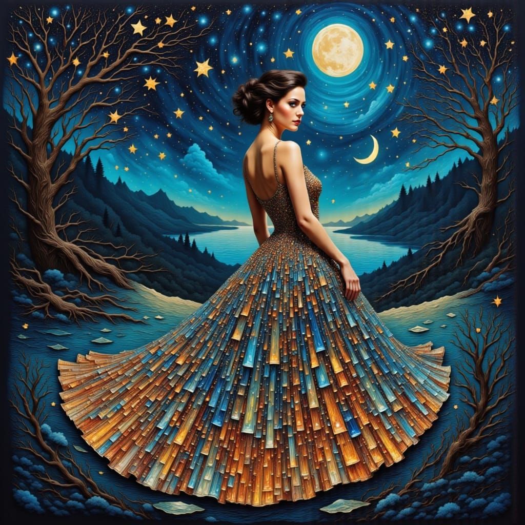 Majestic Diamond-Adorned Woman in Vibrant Gala Gown with Cel...