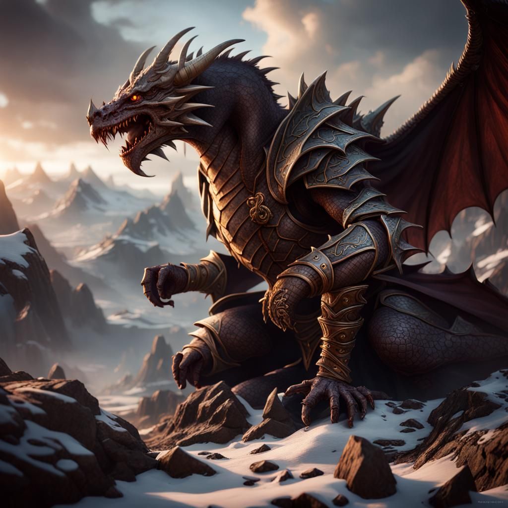 Dragonborn Slayer of Dragons in Detailed Matte Painting