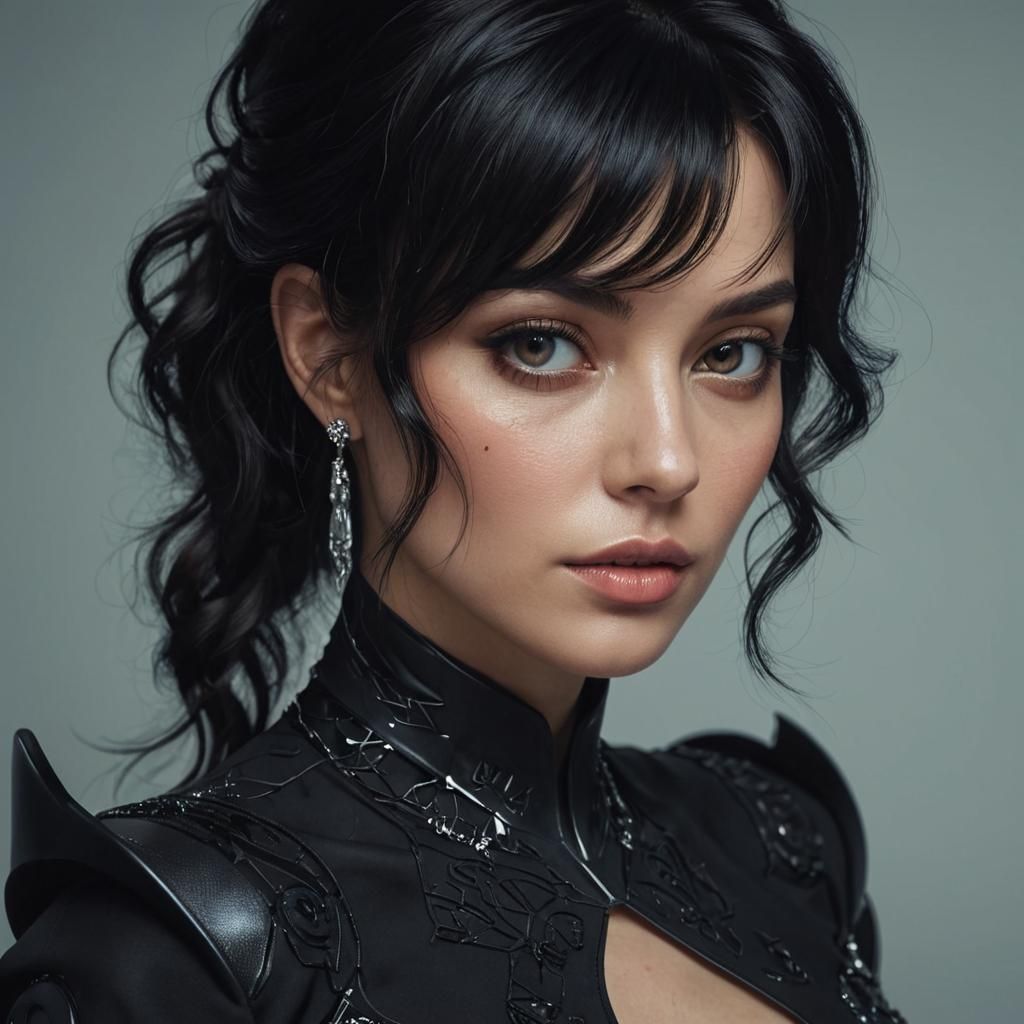 Hyperrealistic Portrait of Woman in Futuristic Jewelry