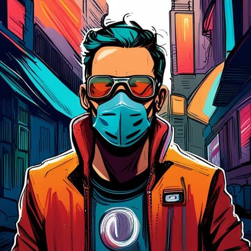 Cyberpunk DJ in Sci-Fi Cityscape