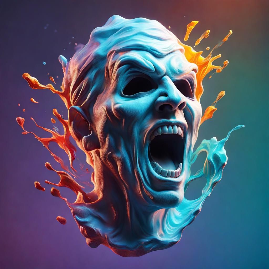 Stoned Ghostface: Hyperrealistic Splash Art Portrait