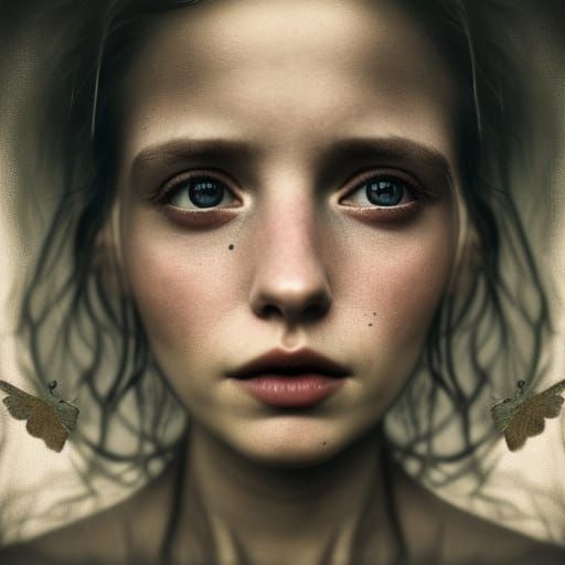 Ethereal Fey Girl Portrait with Fairy Wings