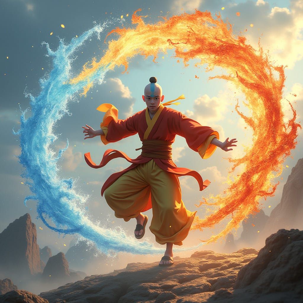 Air Nomad Avatar Aang Unleashes Elemental Balance