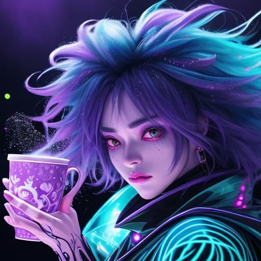 Surreal Anime Cups Floating in Air