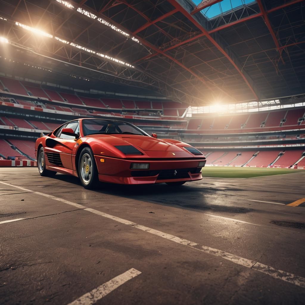 Ferrari Testarossa at Arsenal: Matte Painting Concept Art