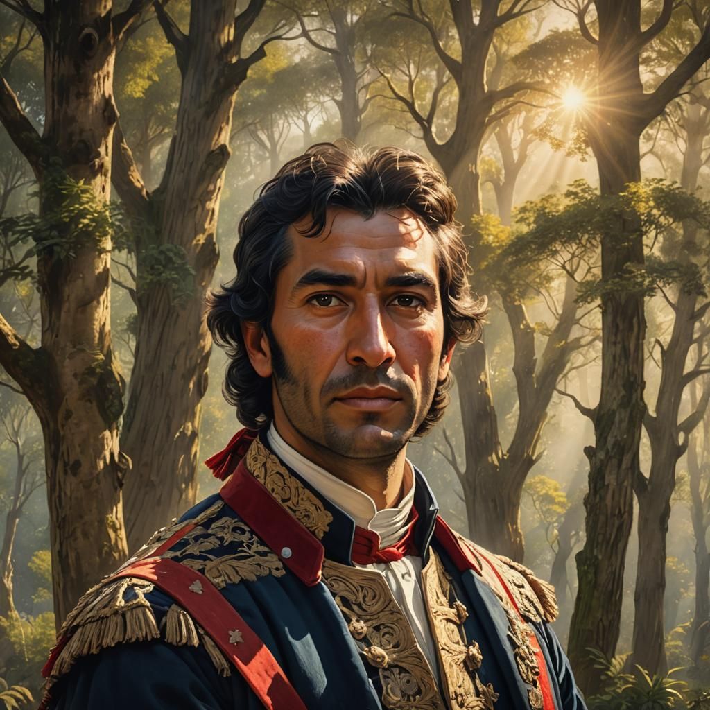 Historical Portrait of Chilean Man in Traditional Dress