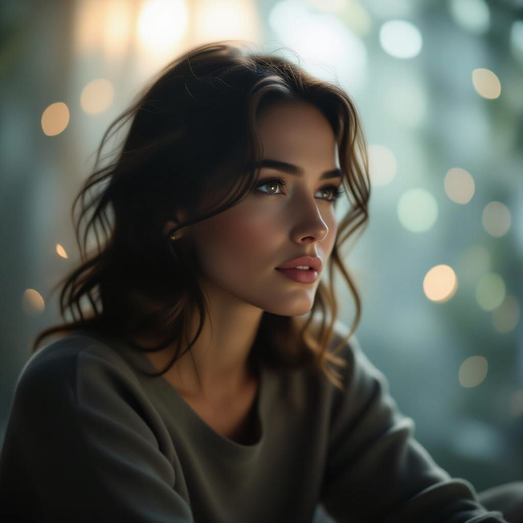 Contemplative Figure in Ethereal Light, Cinematic Style