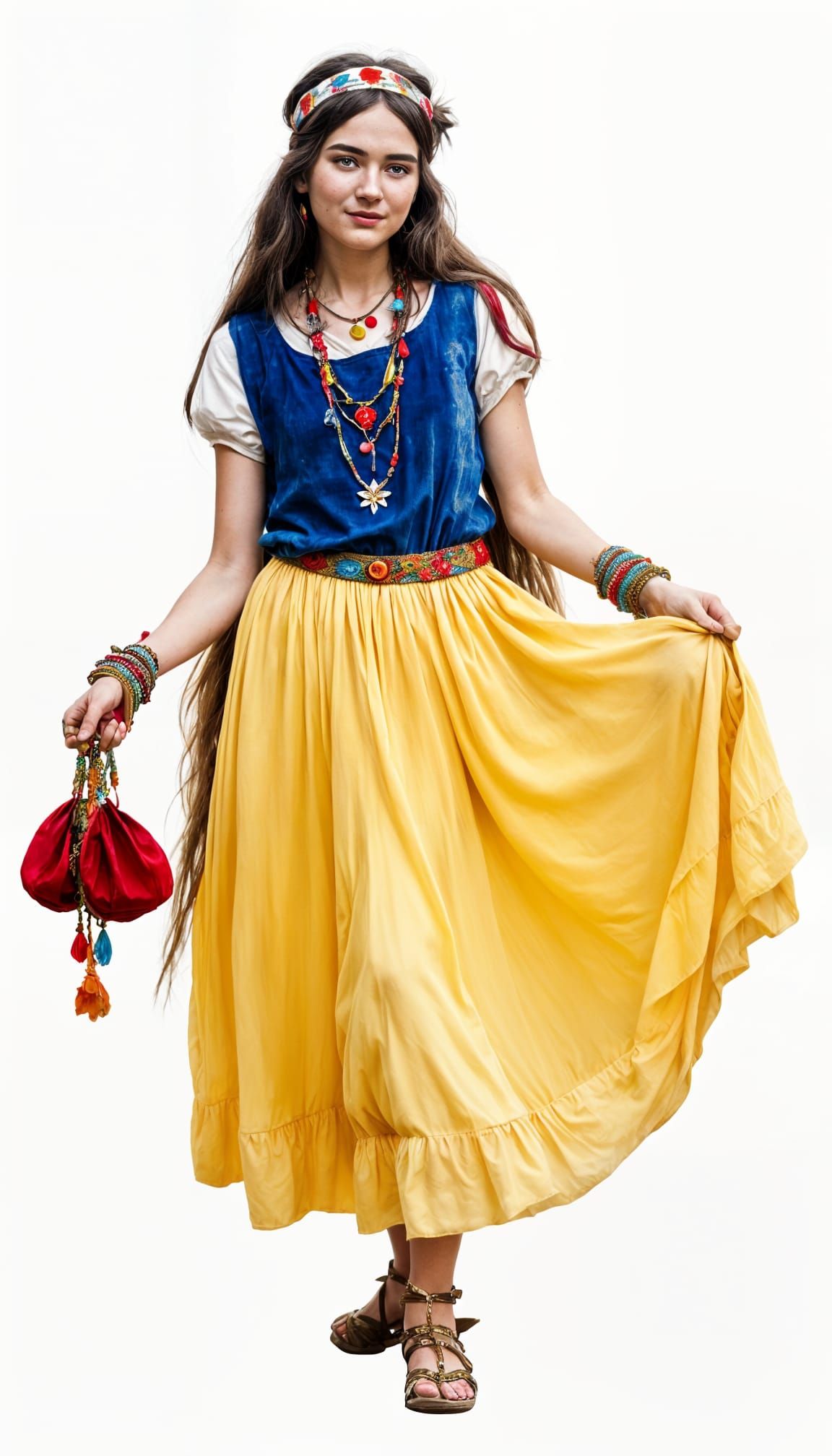 Snow White as a Hippie in Aged Photograph