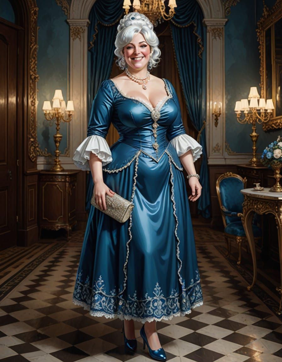 Elegant Victorian Lady in a Palace at Night