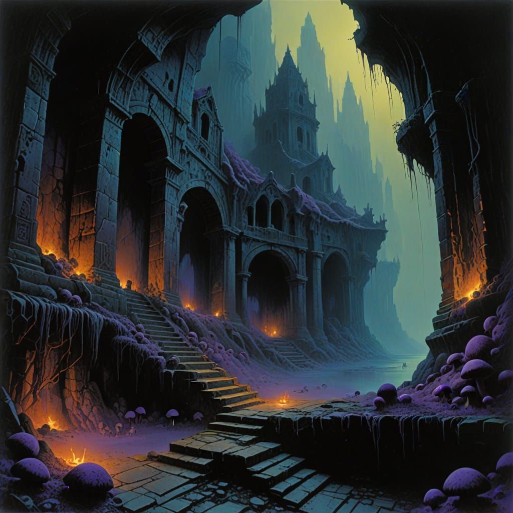 Ethereal Cavern in Dark Fantasy Style