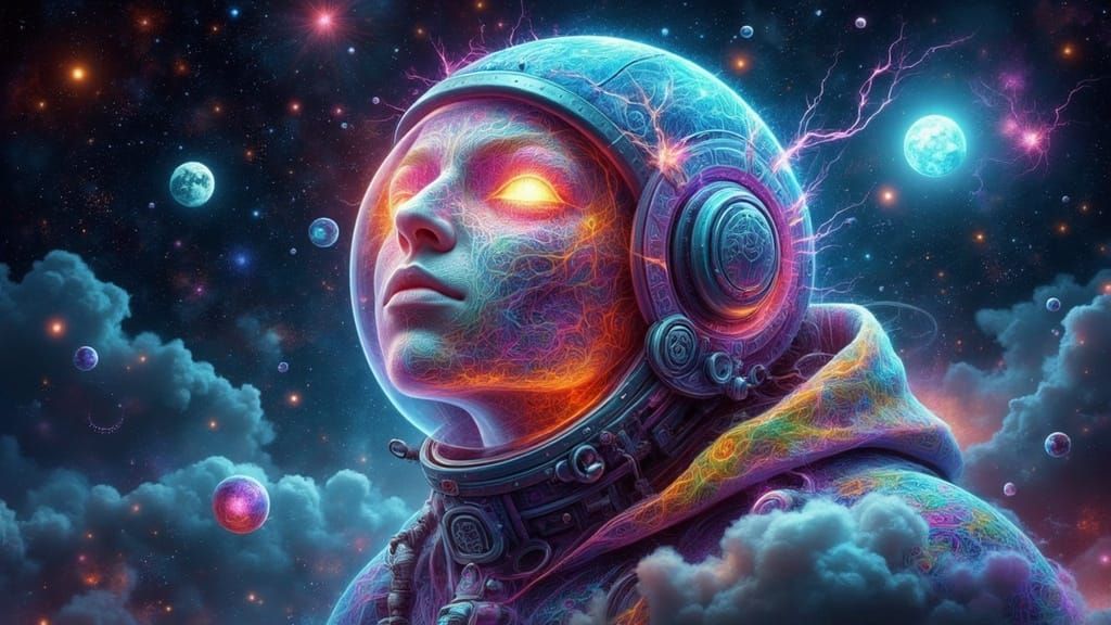 Fractal Faced Balloon in Space as Ethereal Art