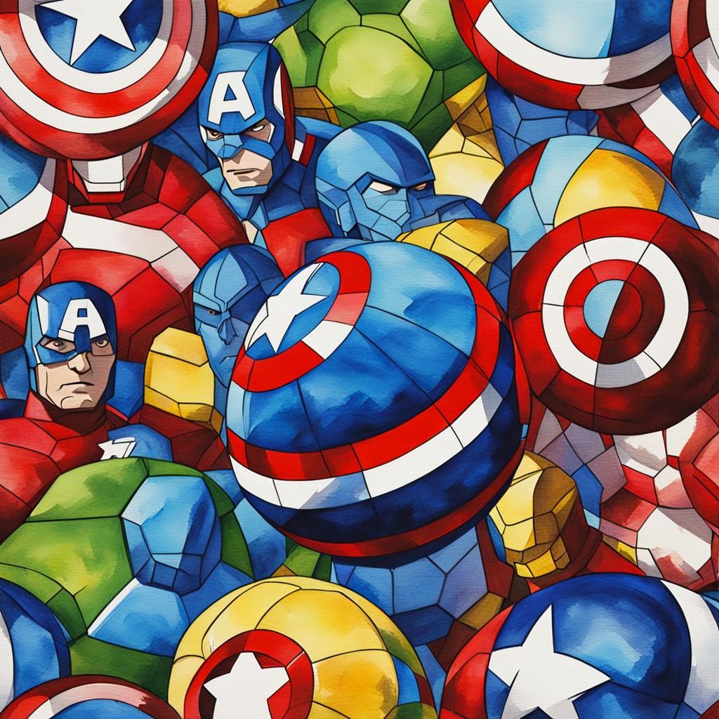 The Avengers Play Beach Ball in Watercolor Style