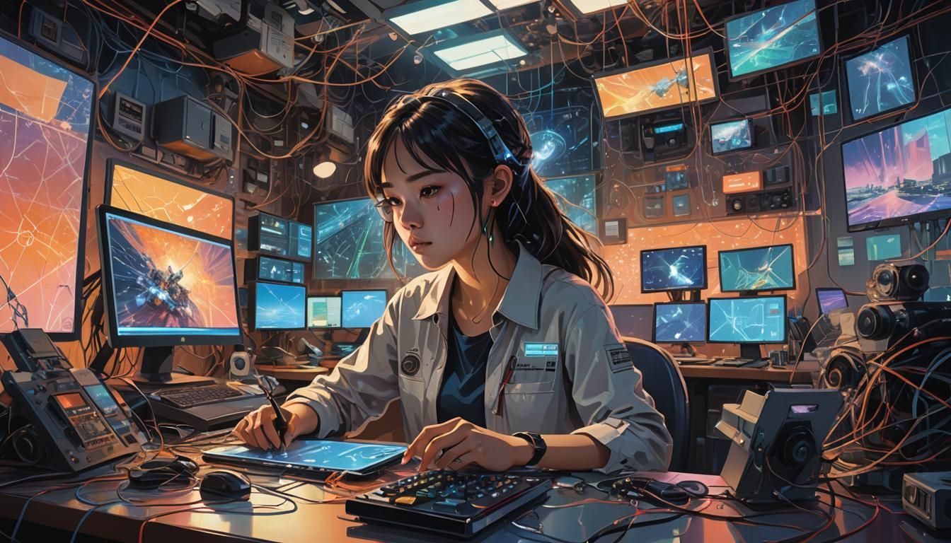 Neural Network Visualized in Cyberpunk-Style Digital Art