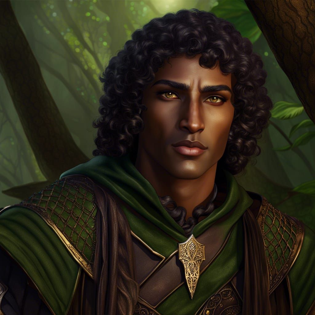 Realistic Dark Elf Wizard with Hazel Eyes