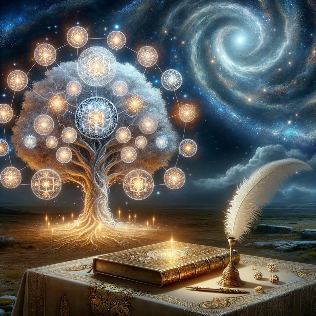 Glowing Tree of Life with Sacred Geometry