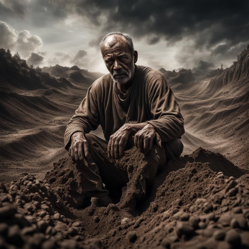 Person Transforms to Dirt in Hyperrealistic Rendering