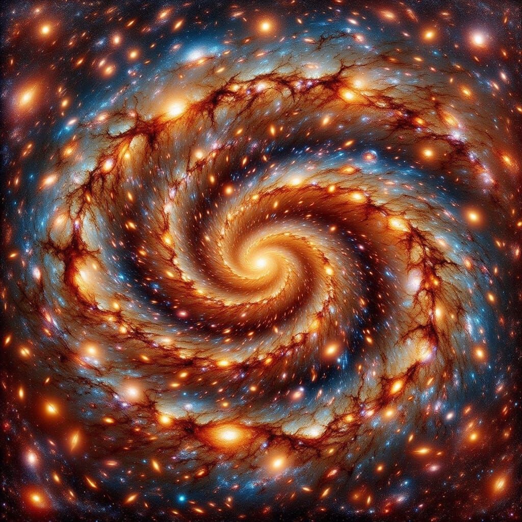 Cosmic Canvas with Ancient Galaxy Carvings