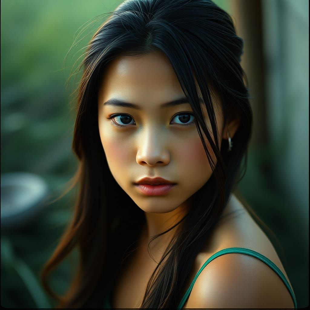 Filipino Girl Cinematic Film Still with Dramatic Realism