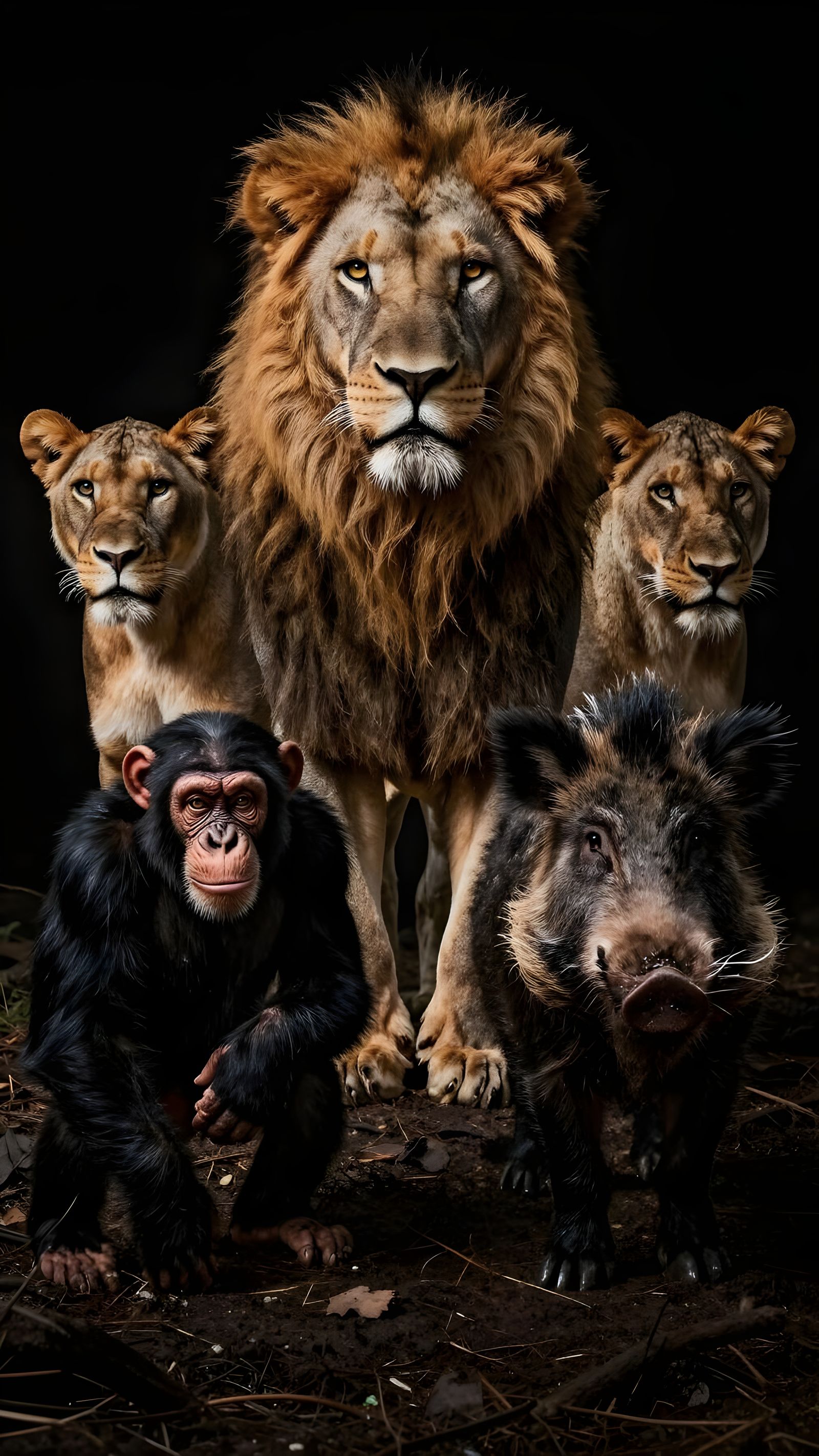 Majestic Lion Dominates Wildlife Scene with Dramatic Lightin...