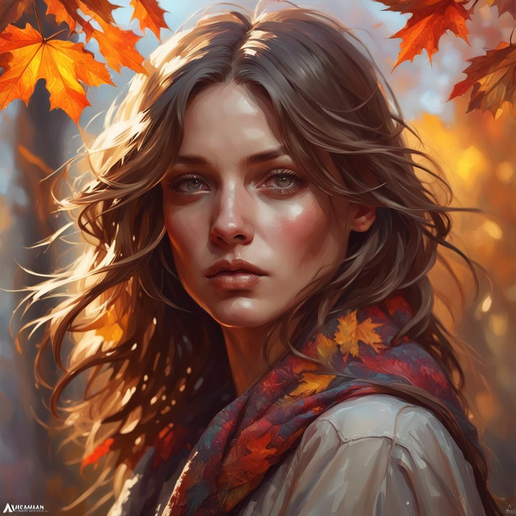 Autumn Portrait in Art Nouveau Style