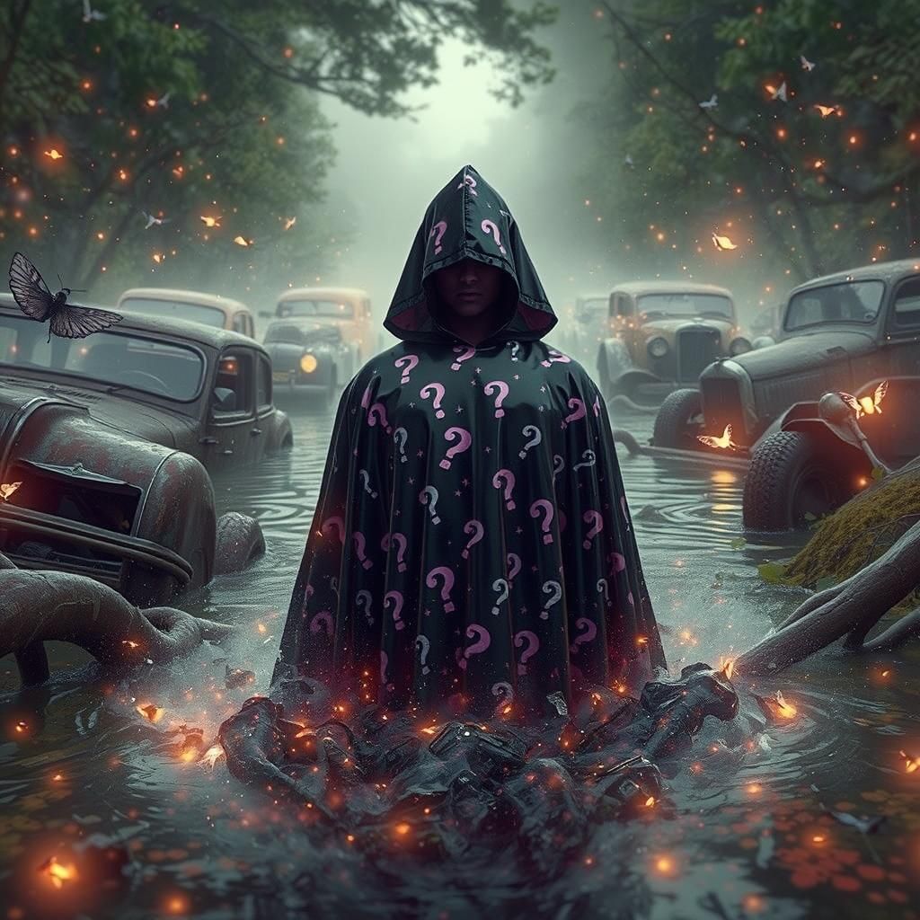 Mysterious Figure Emerges from Misty Swamp