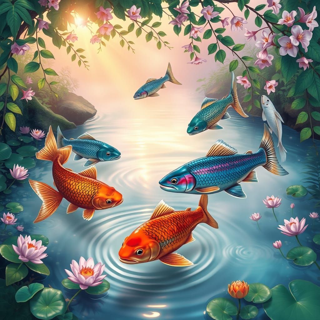 Whimsical Fish Scene in Vibrant Watercolor