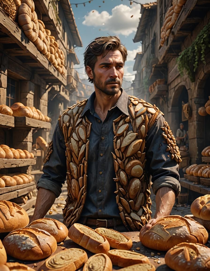 Man's Bread Shirt: Detailed Matte Painting in 8K