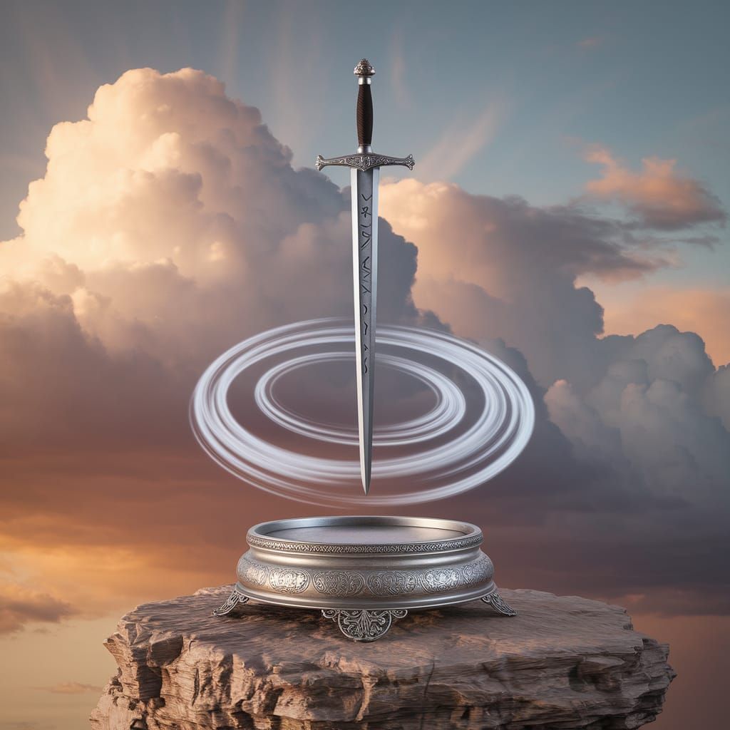 Ethereal Sword in Mid-Air, Suspended by Whirlwind