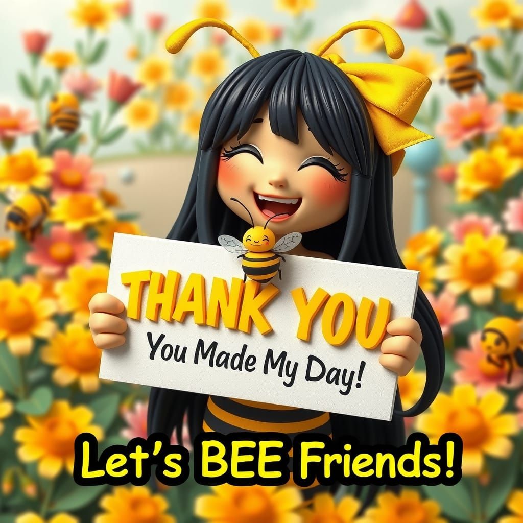 Whimsical Origami-Inspired Bumblebee Girl in Vibrant Colors