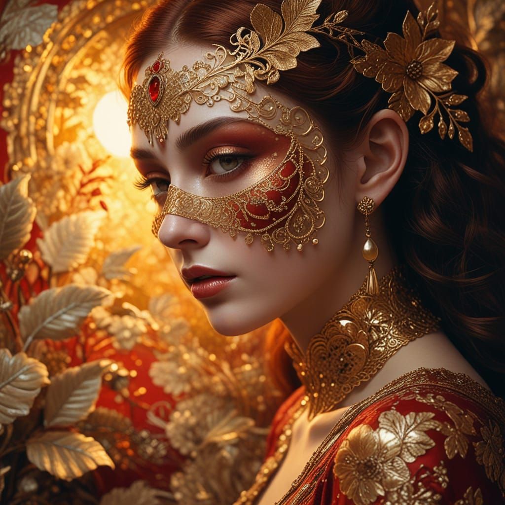 Ethereal Lady in Golden Ombre Attire