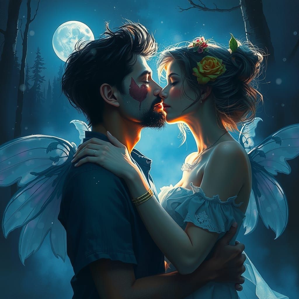 Moonlit Fairy Kisses: A Photorealistic Masterpiece