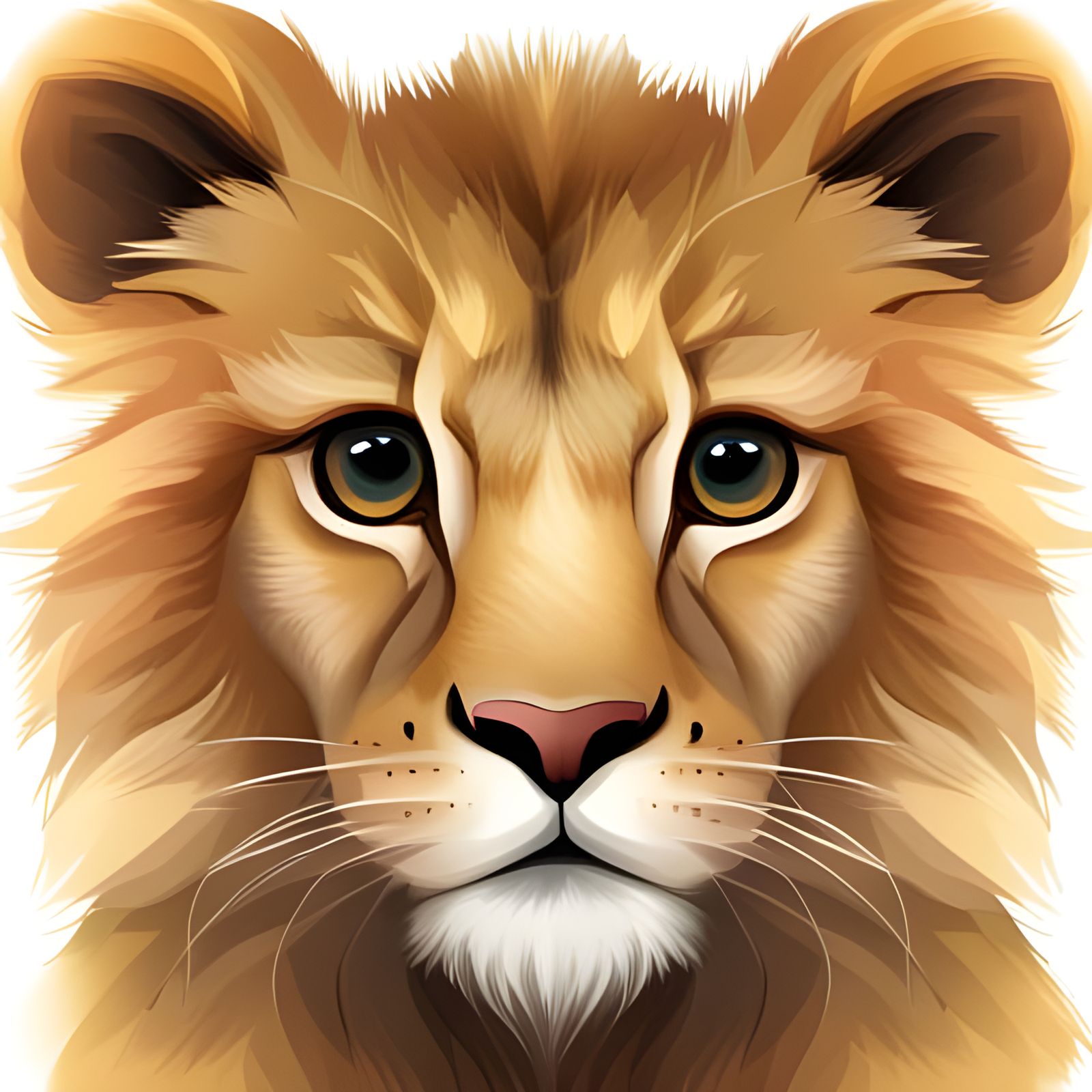 Cute Baby Lion Portrait in Cartoon Style