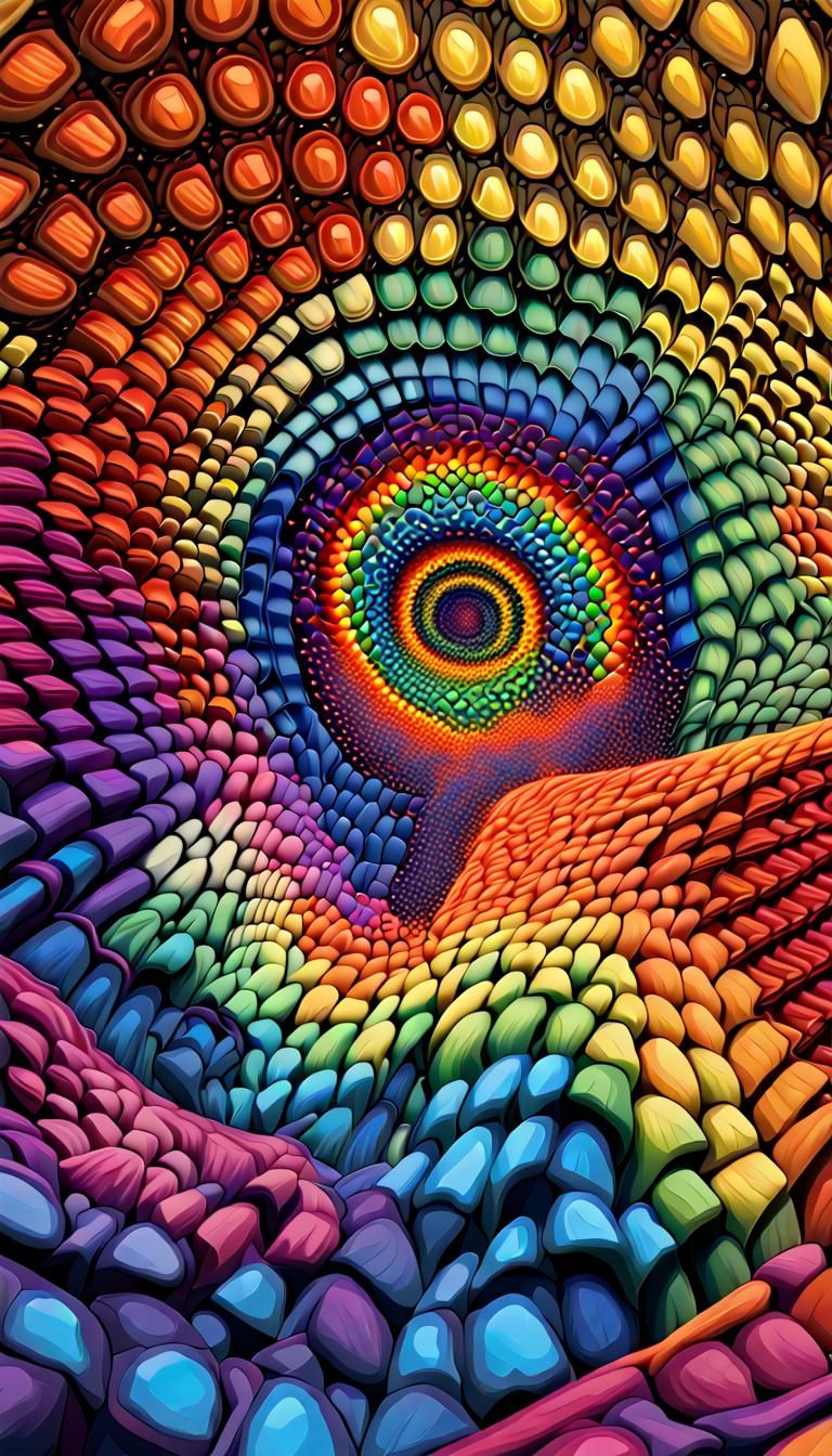 Luminous Mating Points in Rainbow Hues: 3D Digital Art