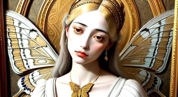 Butterfly Woman in Surrealist Art Style