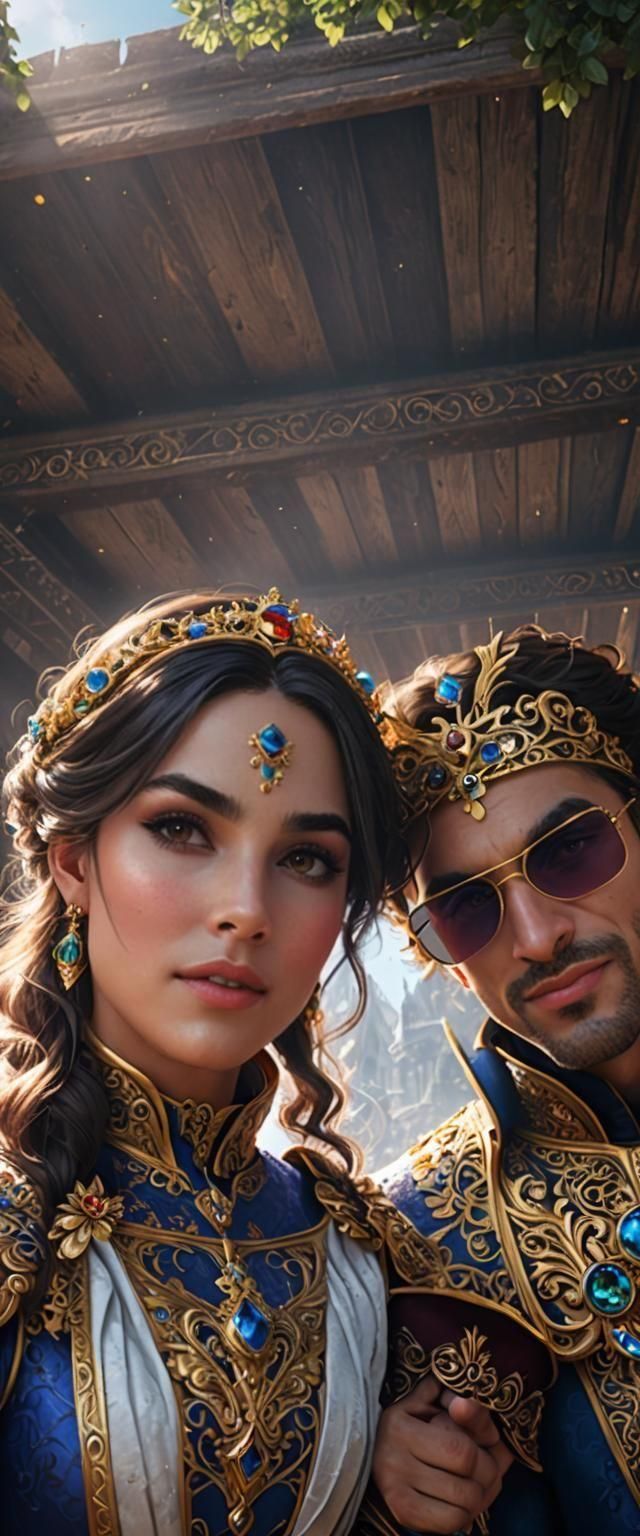 Prince and Princess in Enchanted Scene: Fantasy Art