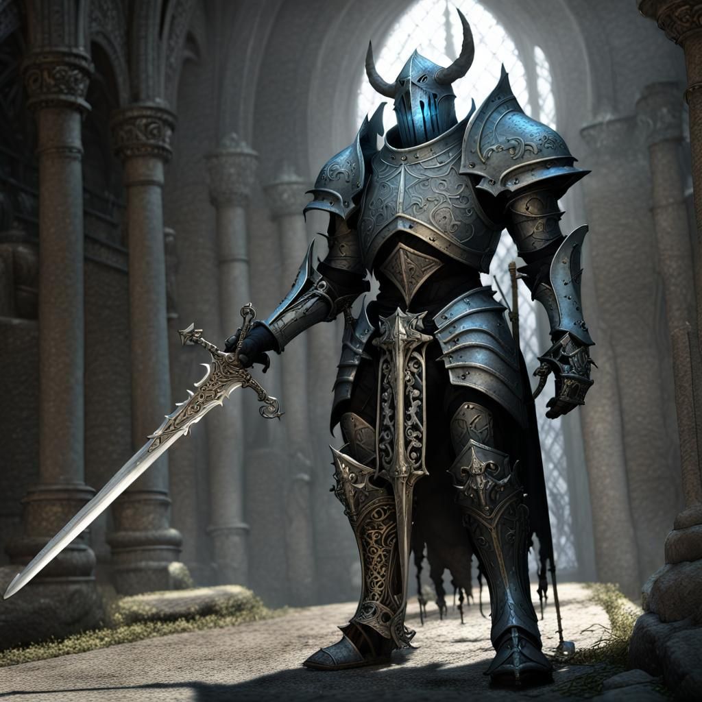 Fantasycore Death Knight Character in Ornate Armor