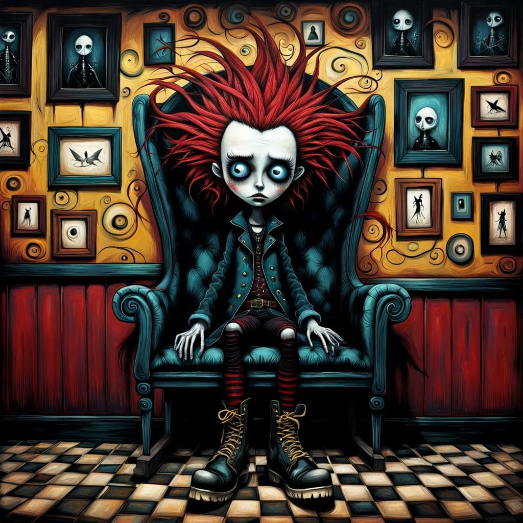 Gothic Punk Portrait in Burton and Kehoe Style