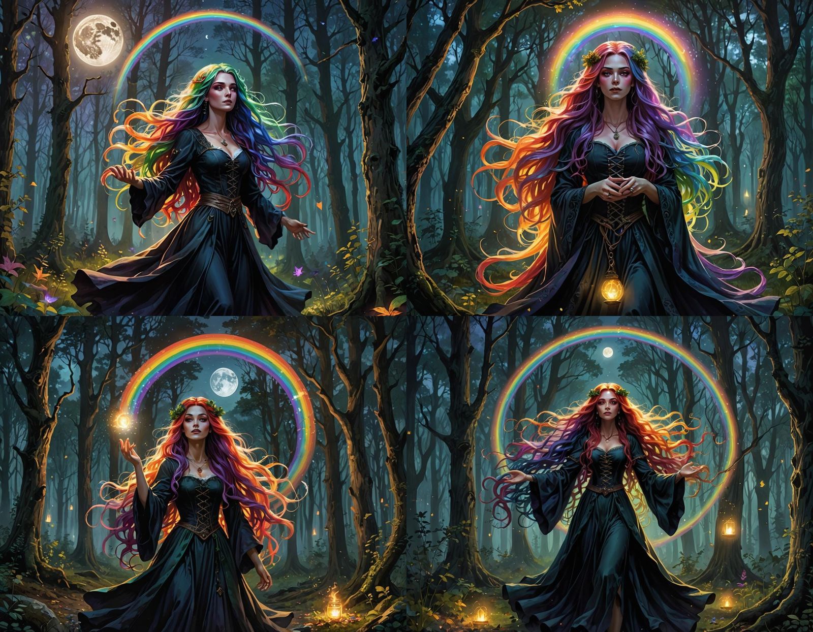 Enchanting Witch Casts Love Spell Under Moonlight