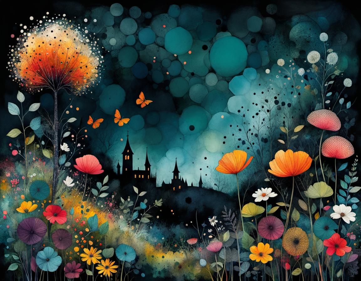 Magical Foliage Defying Gravity in Whimsical Illustration