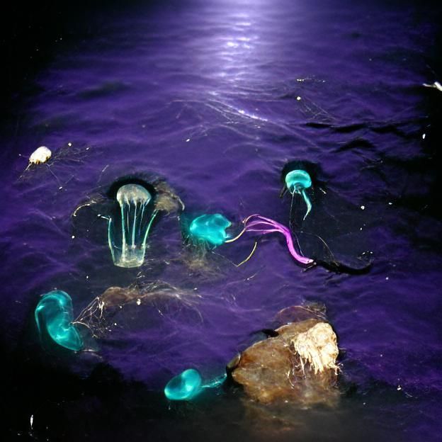 Bioluminescent Jellyfish in Deep Sea