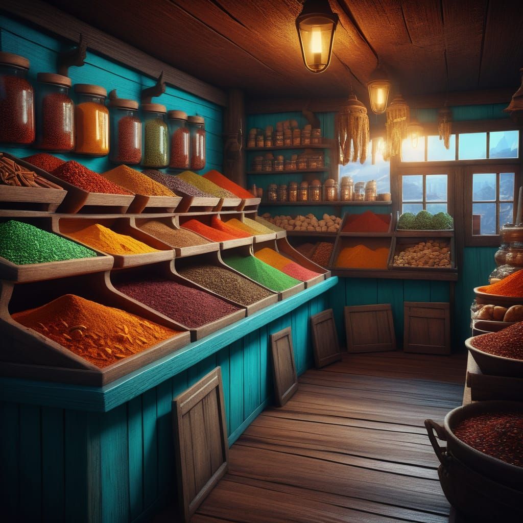 Vibrant Market Scene in Fantasy Concept Art Style