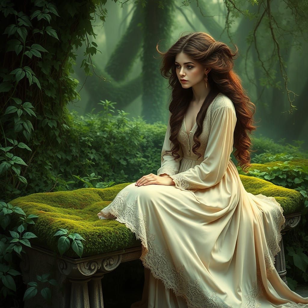 A Mystical Woman in Art Nouveau Style